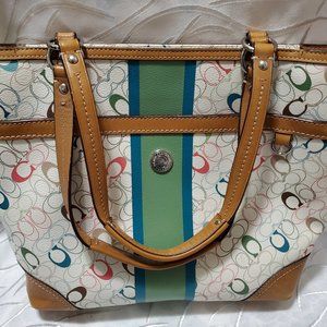 Coach Monogram Multi-coloured Top Zip Shoulder Bag